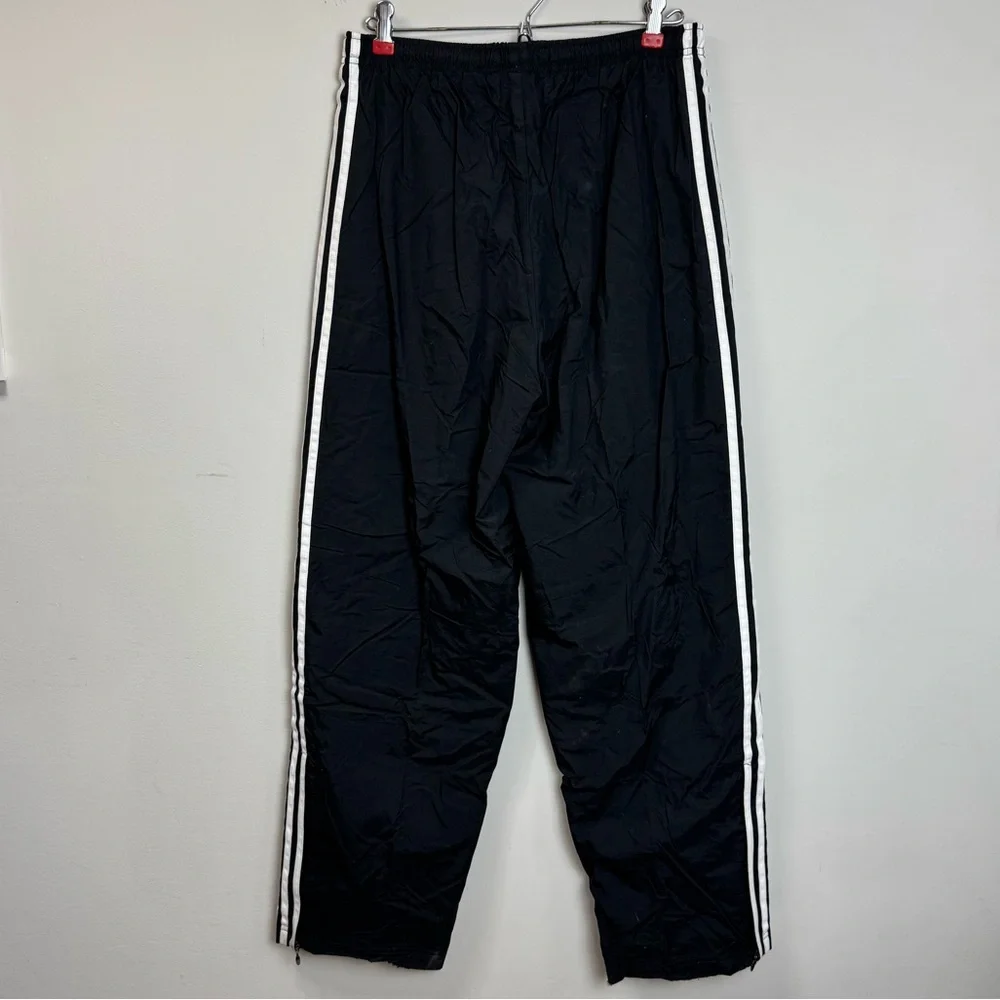 Vintage Adidas Black Track Pants with White Stripes sz M